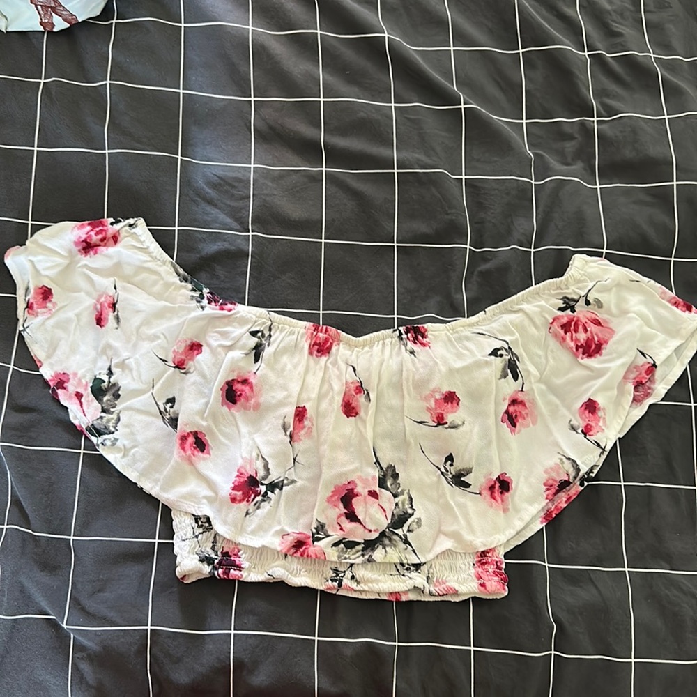 off the shoulder floral bandeau top